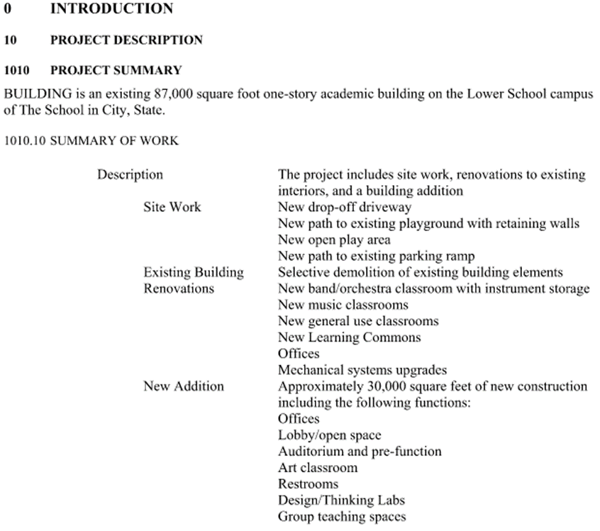 3 Part Specification Example Specifications Formats & Processes Refresh